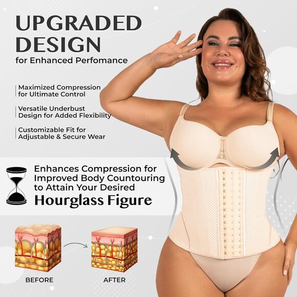 Short Torso Waist Cincher Shapewear Underbust Corset Waist Trainer for Women's - Picture 4 of 7